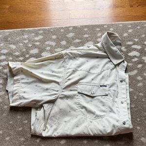 Men's Beige Casual Button-Down Shirt